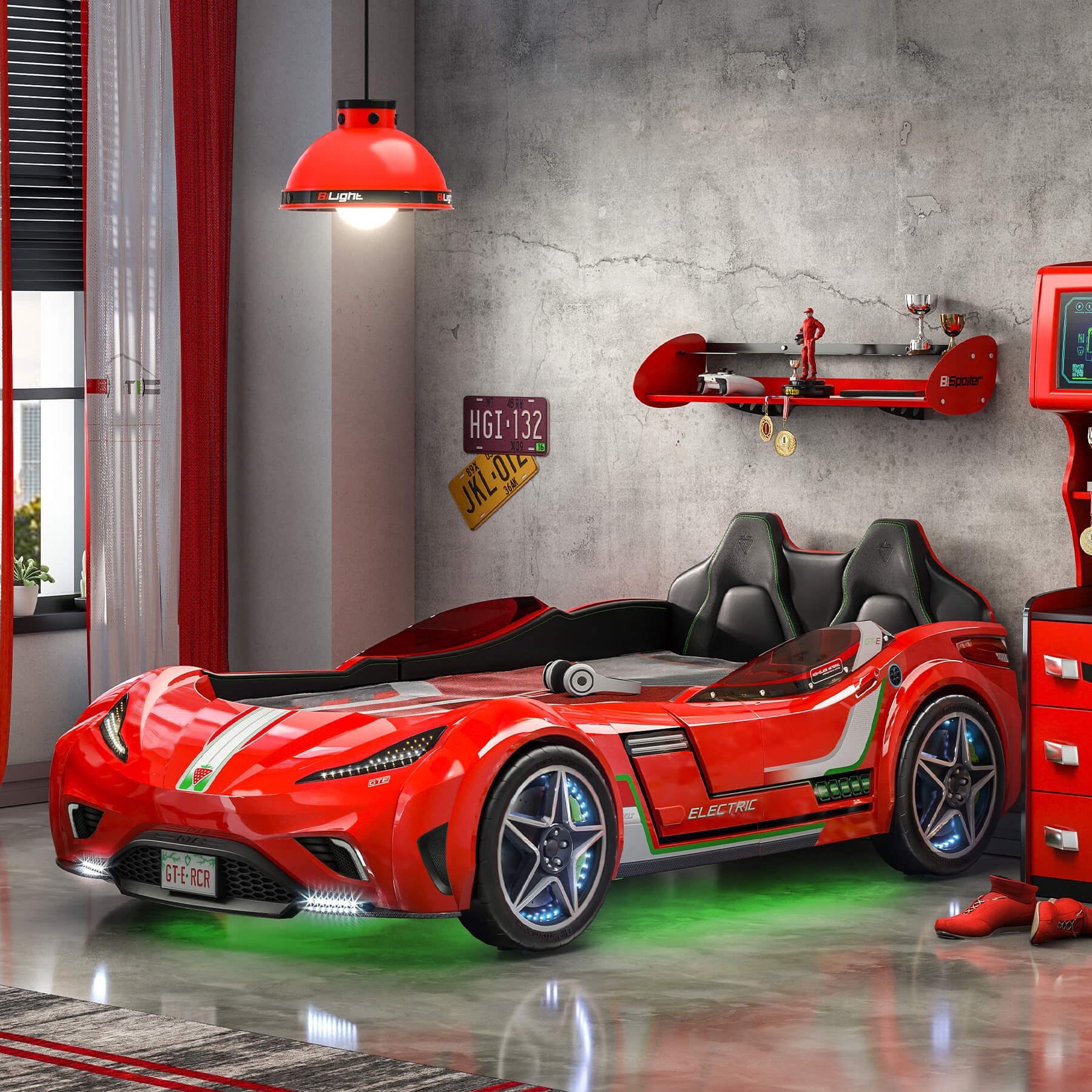Cilek GTE rood autobed, racebed rood kopen, jongenskamer rood autobed, racebed kopen, cadeau tips peuter, complete autokamer kopen