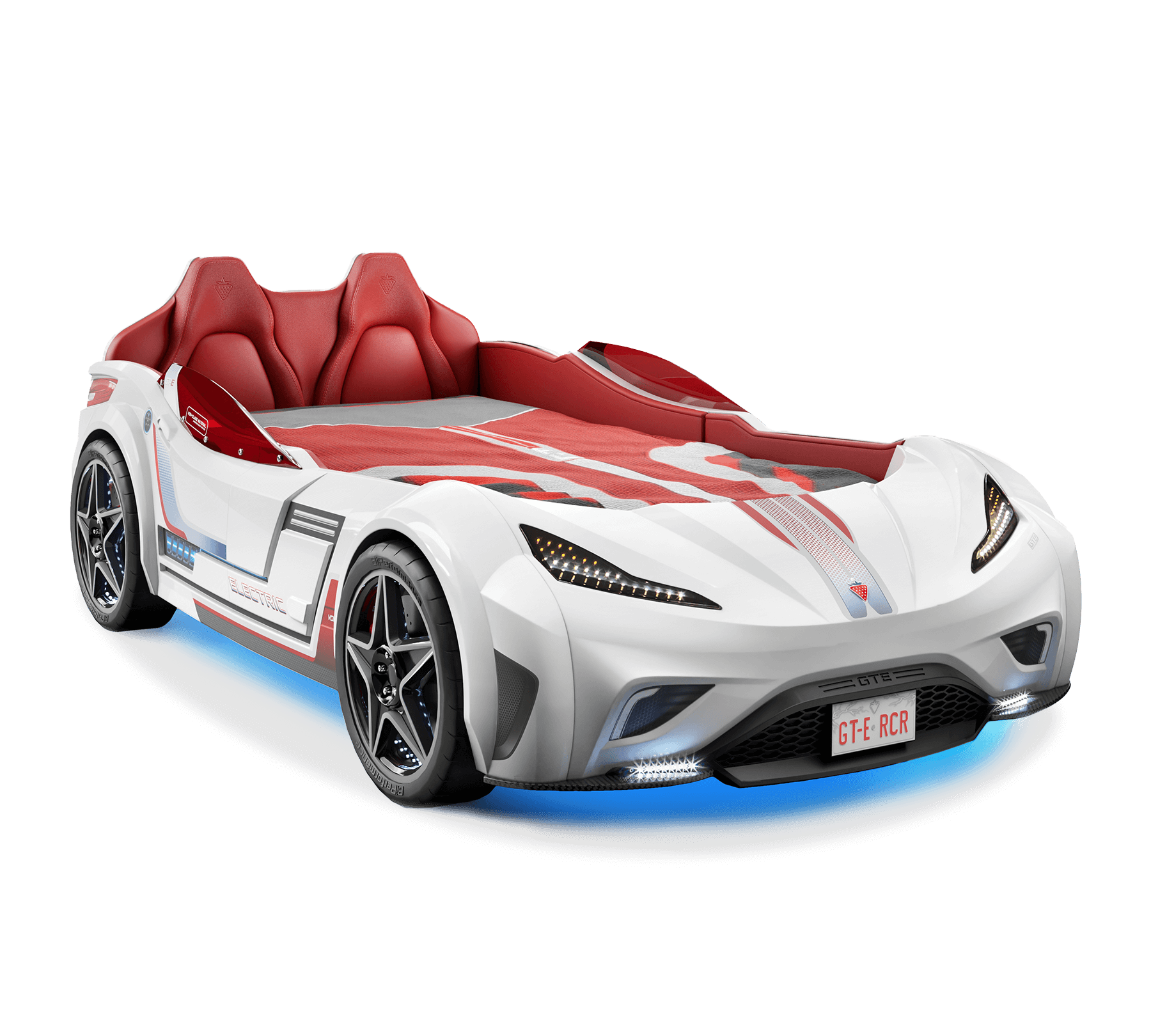 Cilek wit autobed met licht en geluid, stoer autobed kopen, racebed wit kopen, jongensbed auto wit met verlichting, gratis verzending