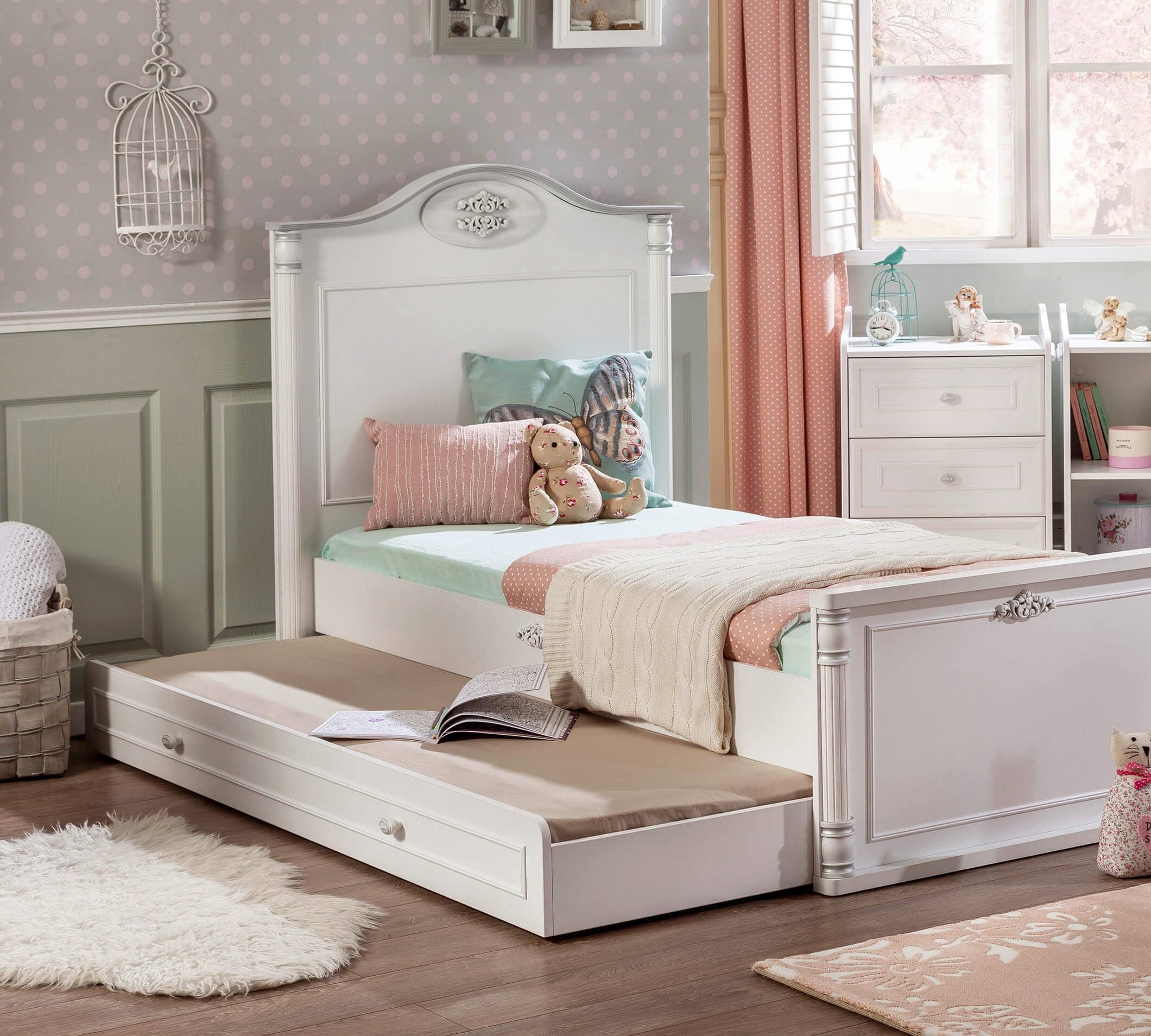 Cilek Romantic meegroei ledikant wit, meisjes meegroeibed, babybed peuterbed, ledikant met opbergruimte, peuterbed met opbergruimte wit, inspiratie kleine babykamer