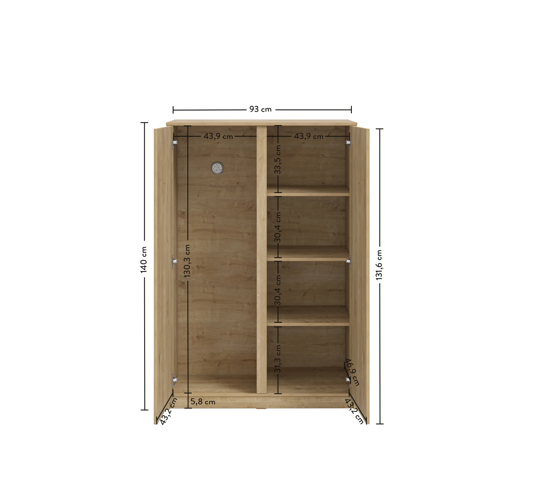 Mocha Studio 2-deurs houtlook kledingkast