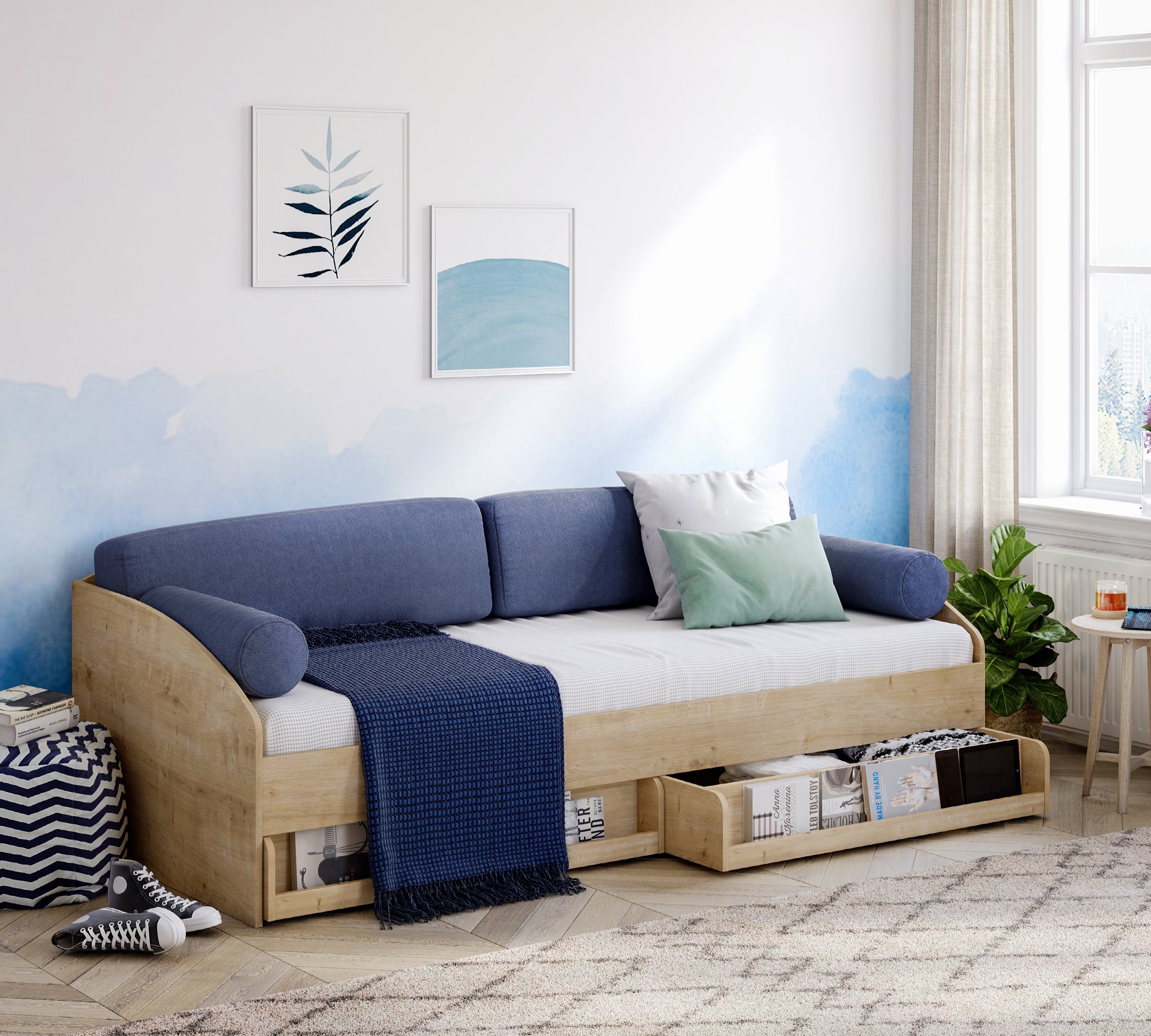Coussins de canapé-lit bleu