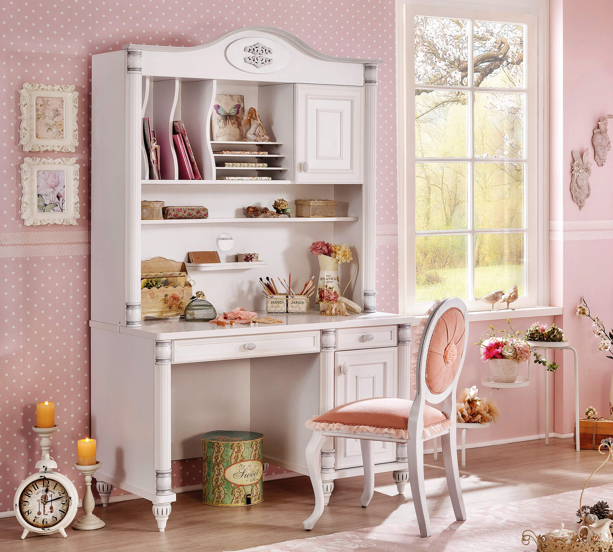 Romantic Cilek wit meisjes bureau, compleet bureau met opzetstuk, meisjesbureau, inspiratie meisjeskamer prinsessenkamer