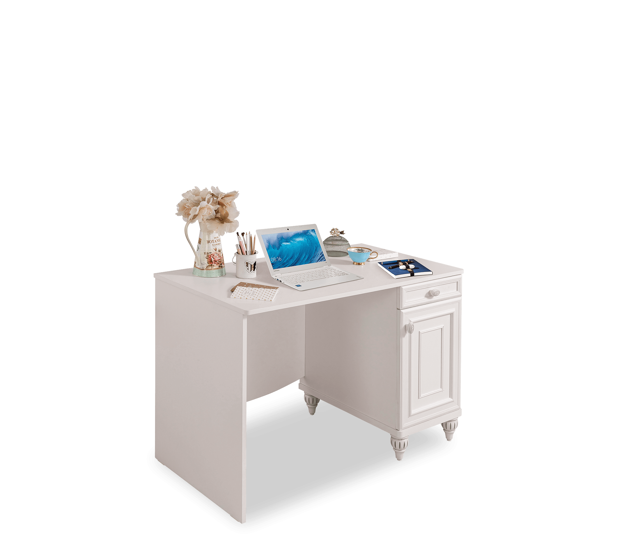 Romantica Cilek bureau, wit meisjes bureau, wit bureau met opbergruimte meisjeskamer, prinses bureau, bureau met opzetstuk kopen