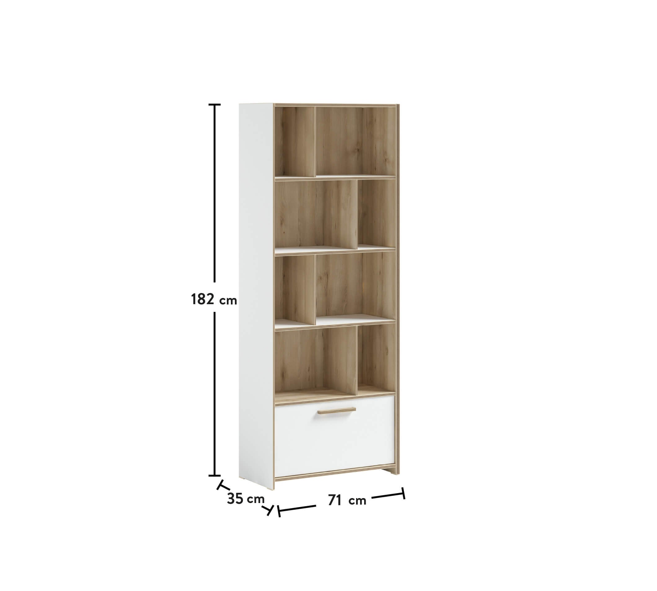 Modera boekenkast wit houtlook