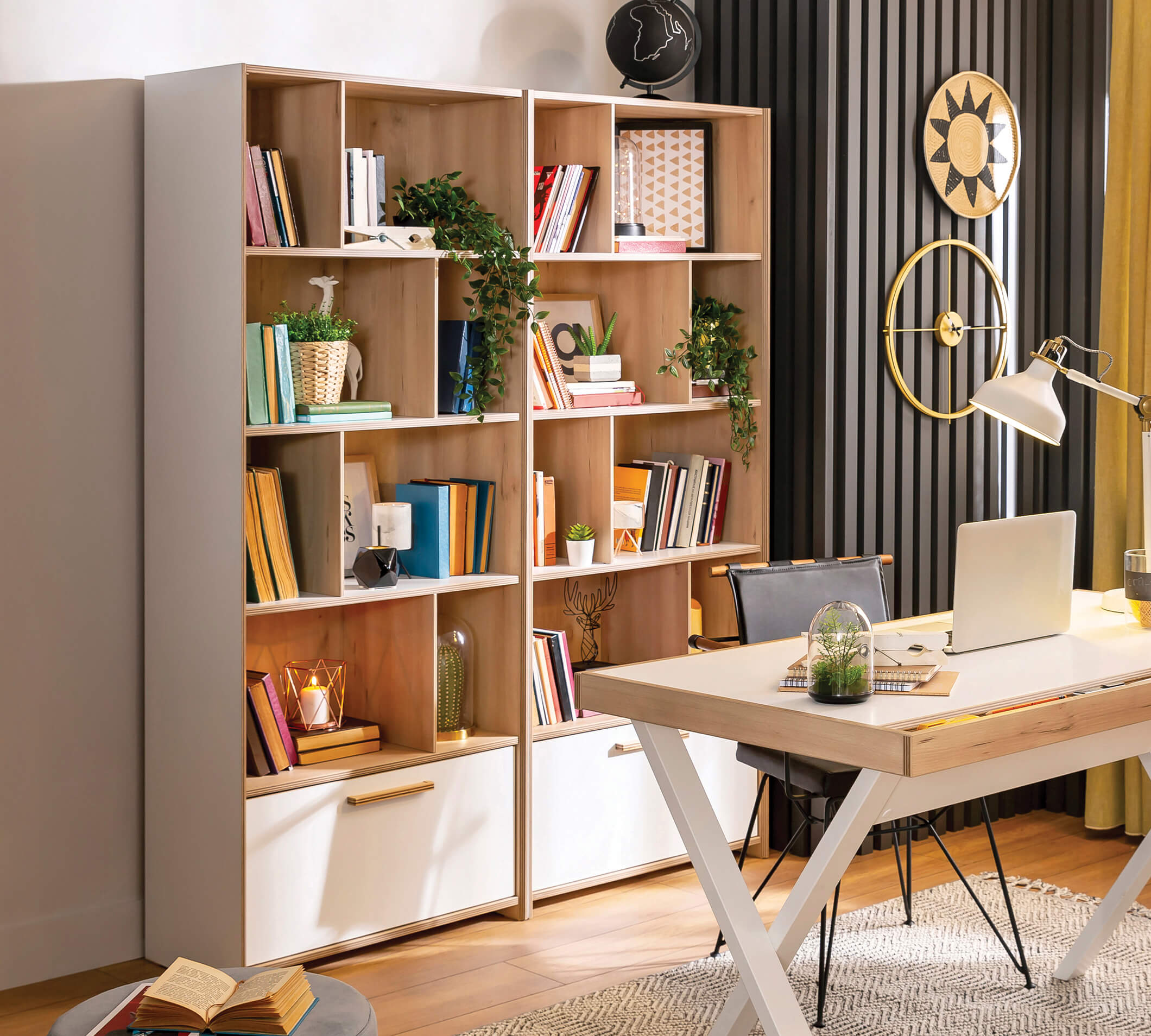 Modera boekenkast wit houtlook