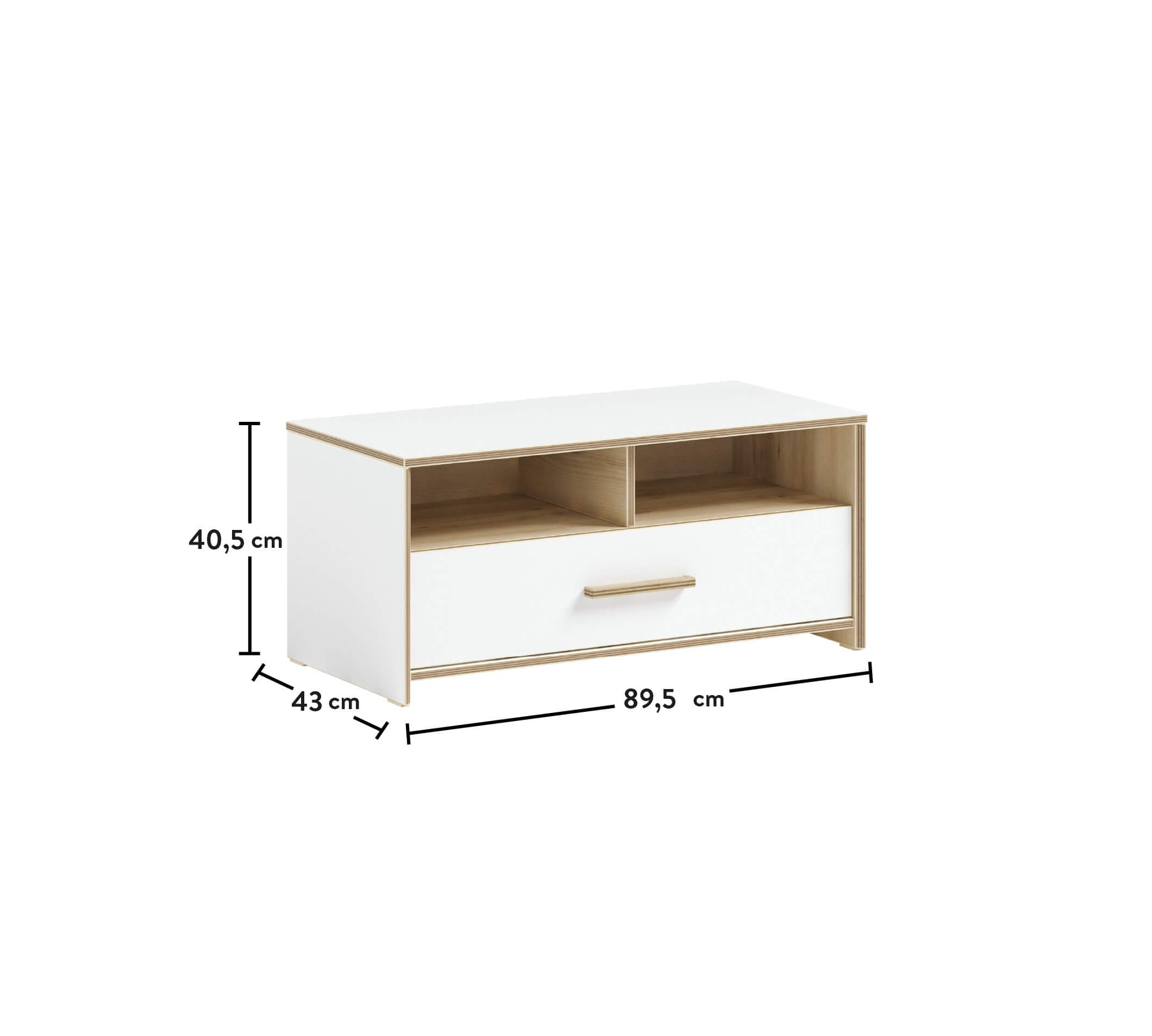 Canapé Modera avec tiroir aspect bois blanc