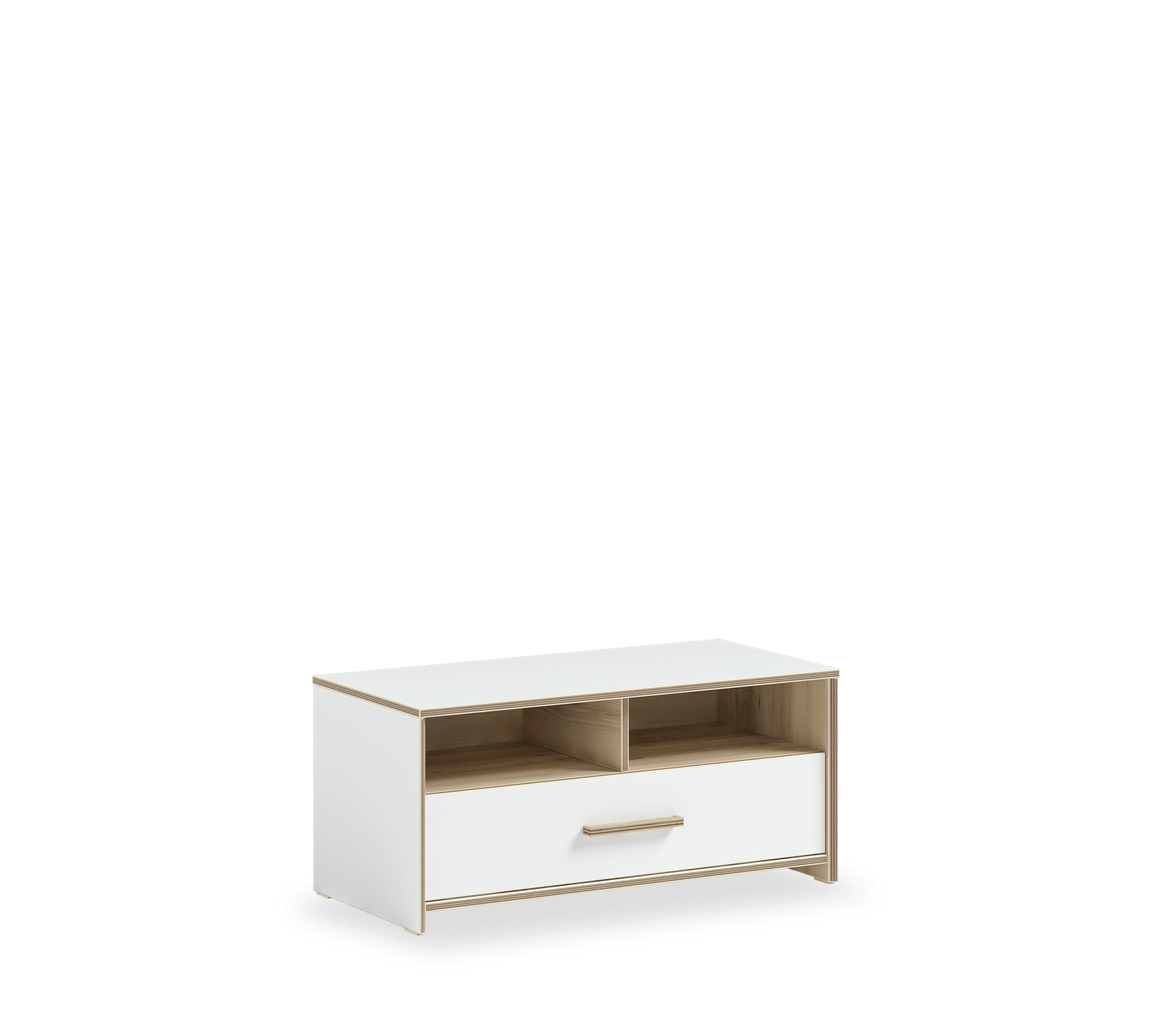Canapé Modera avec tiroir aspect bois blanc
