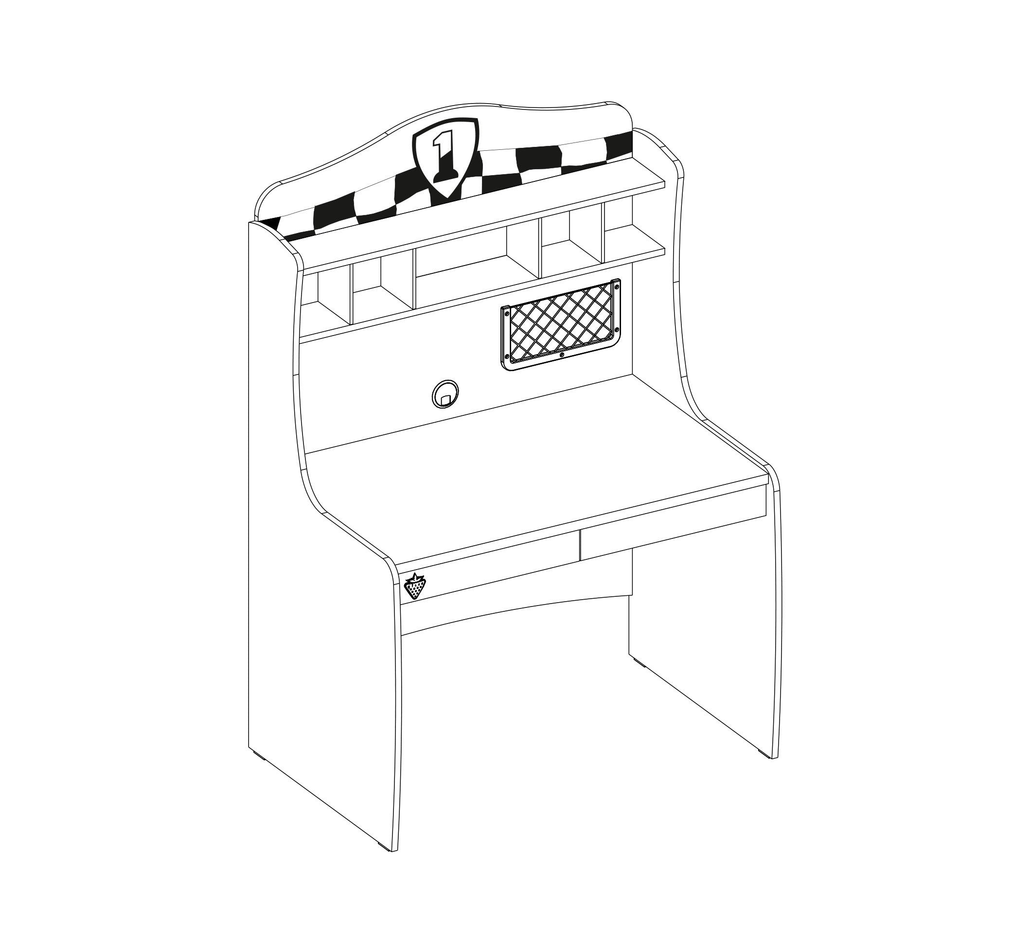 Bureau de tasse de course avec dessus