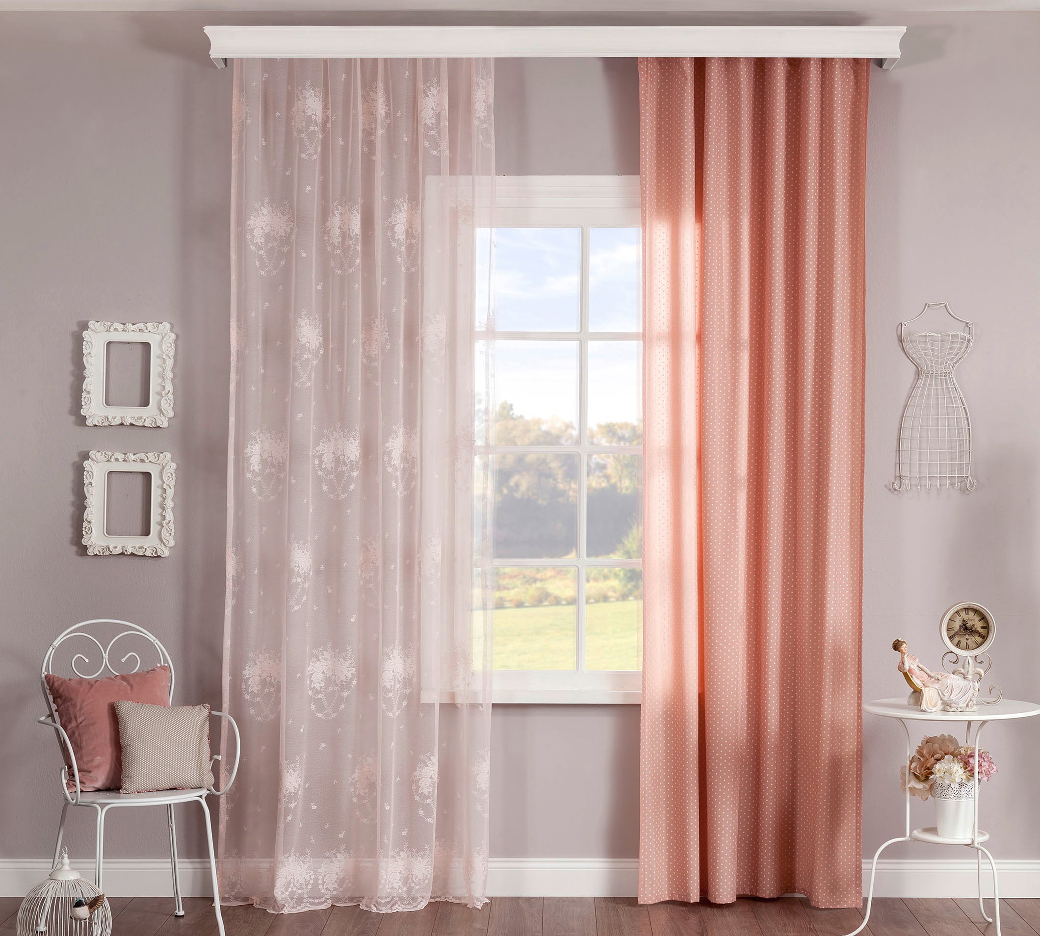 Dream roze gordijn meisjeskamer (140x260 cm)