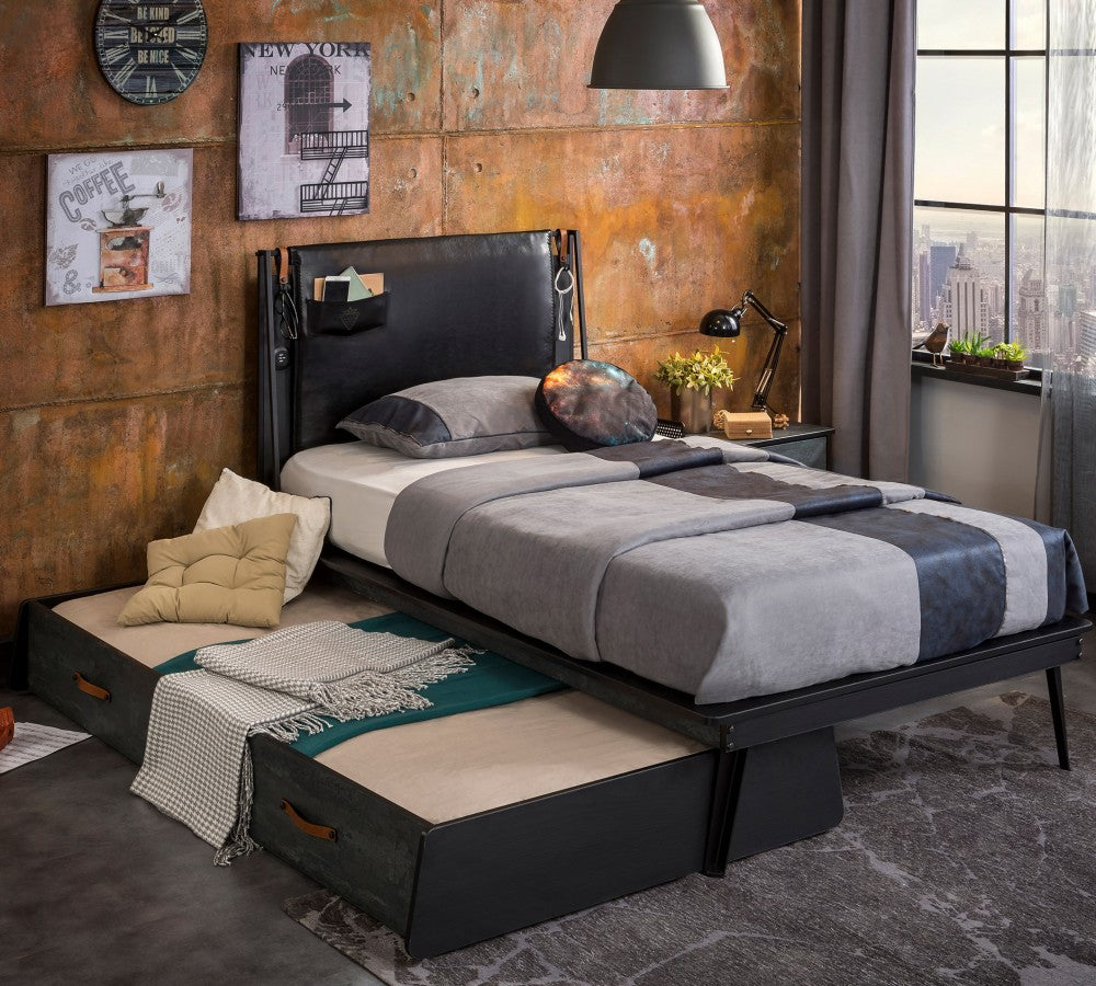 Dark Metal Line jongensbed tienerbed tienerkamer (100x200 cm)